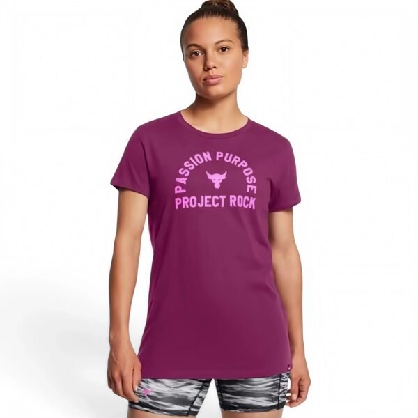 Under Armour Womens Project Rock Payoff Short Sleeve T-Shirt Purple Gemini / Vivid Magenta