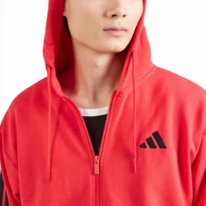 8b2ff45ac02e2f3a96f1c821112522cf men Essentials 3-Stripes Fleece Hoodie Pure Ruby / Black