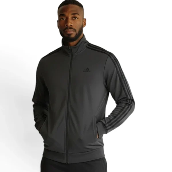 men Essentials Warm-Up 3-Stripes Track Jacket Dgh Solid Grey / Black