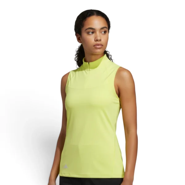 Women's Ultimate365 Zip Mock Sleeveless Polo Shirt Pure Sulfur