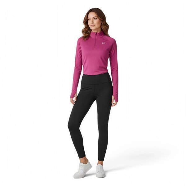 Reebok Womens Plus Logo 1/2 Zip Top Pink