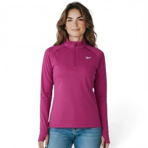 Screenshot_20260826_235926_com_photoroom_app_MainActivity_edit_43782769896109 Reebok Womens Plus Logo 1/2 Zip Top Pink