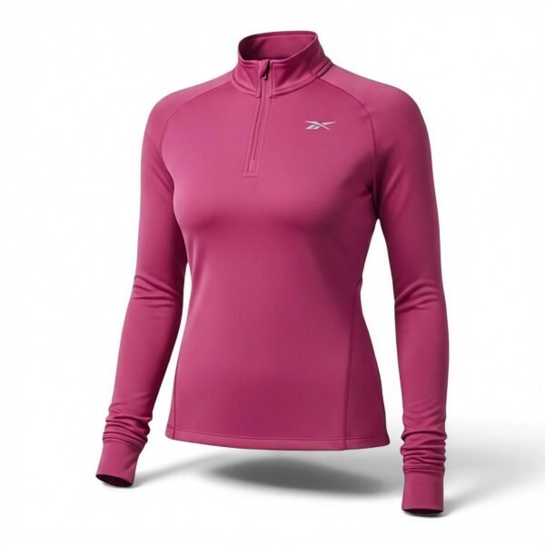 Reebok Womens Plus Logo 1/2 Zip Top Pink