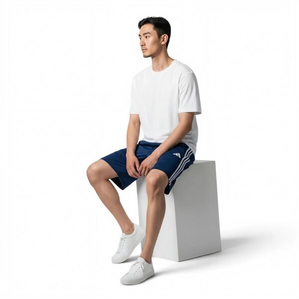 Adidas men Train Essentials Piqué 3-Stripes Training Shorts Dark Blue/White