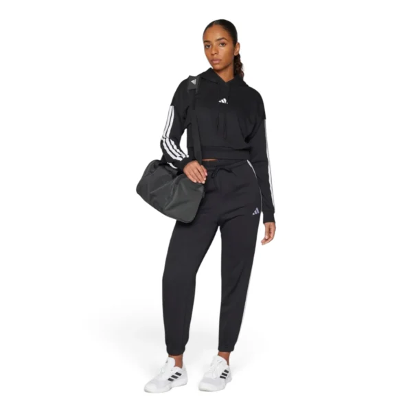 Adidas women Essentials 3-Stripes French Terry Crop Hoodie Black/White