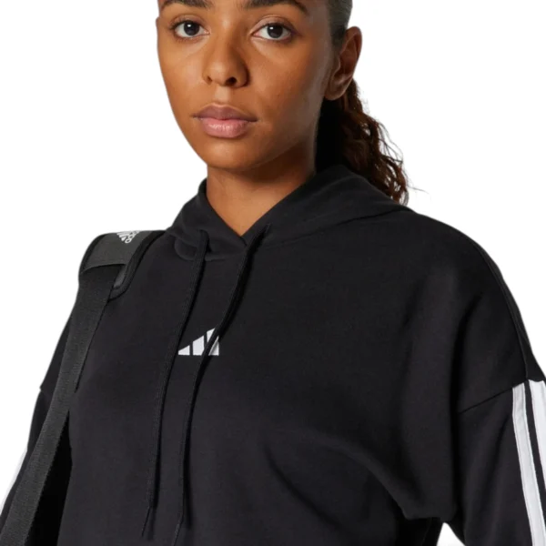 Adidas women Essentials 3-Stripes French Terry Crop Hoodie Black/White