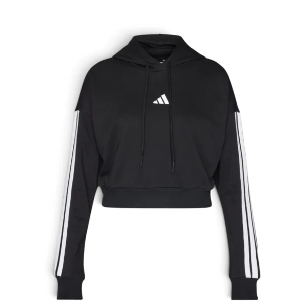 Adidas women Essentials 3-Stripes French Terry Crop Hoodie Black/White