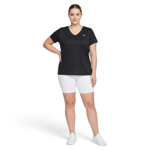 Under Armour Womens Tech Short Sleeve V Neck Black/White