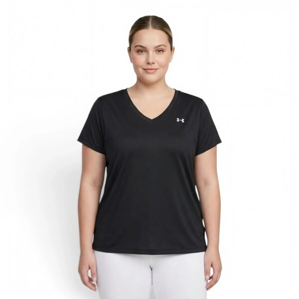 Under Armour Womens Tech Short Sleeve V Neck Black/White