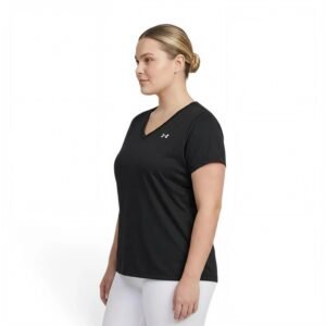 193444171563_3_edit_349934958325363 Under Armour Womens Tech Short Sleeve V Neck Black/White