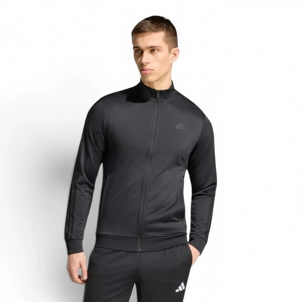 adidas men Essentials Warm-Up 3-Stripes Track Jacket Black/Black