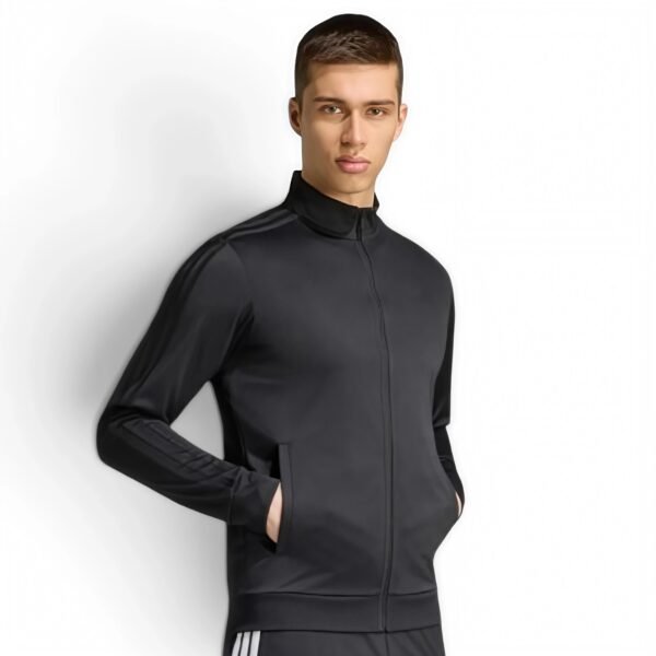 adidas men Essentials Warm-Up 3-Stripes Track Jacket Black/Black