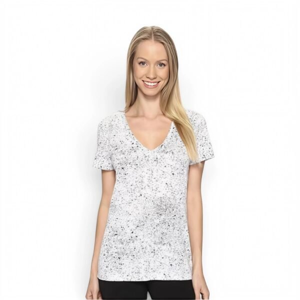 adidas Women's Athletics Flecks Deep V Neck Tee, White,