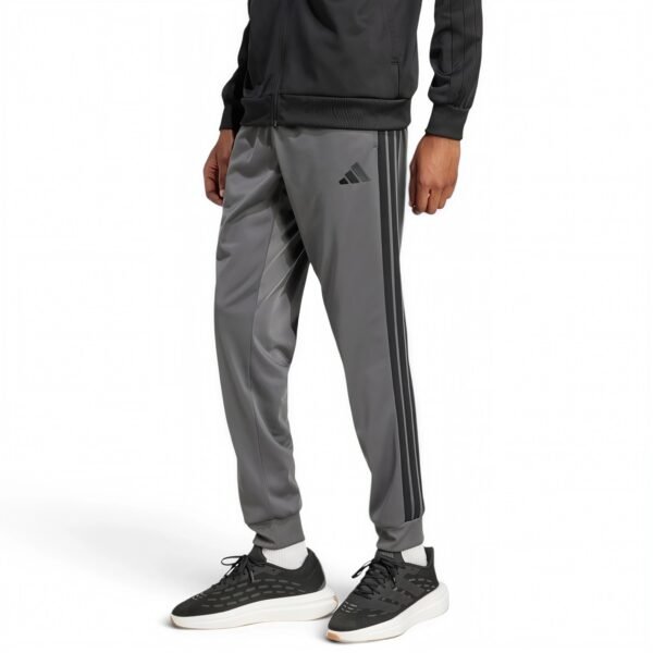 adidas men 3-Stripes Tricot Regular Tapered Track Pants Grey Six / Black